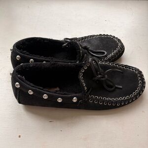 Isabel Marant Black Studded suede loafers
